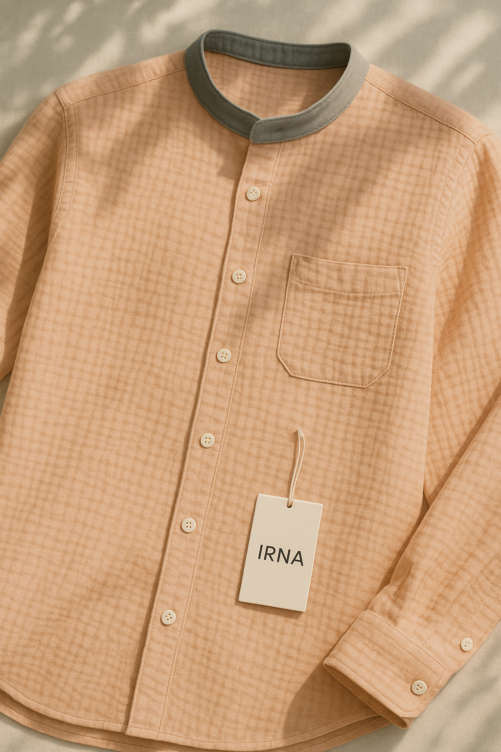 Peach Cotton Shirt with Collar